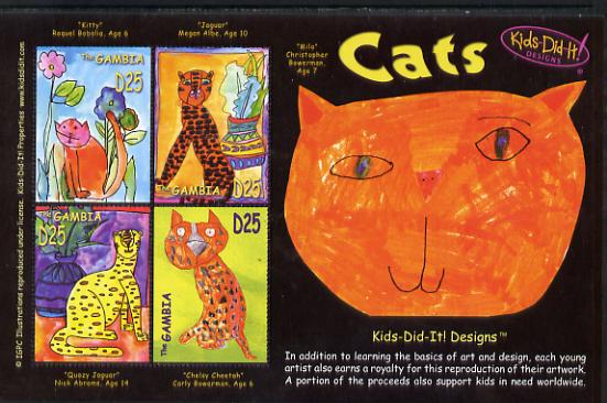 Gambia 2006 Kids Do It - Children's Paintings - Cats perf sheetlet containing set of 4 unmounted mint SG 4908-11, stamps on arts, stamps on children, stamps on cats