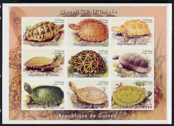 Guinea - Bissau 1999 Turtles imperf sheetlet containing 9 values unmounted mint , stamps on animals, stamps on reptiles, stamps on turtles