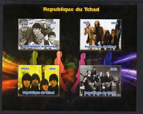 Chad 2012 The Beatles #1 perf sheetlet containing 4 values unmounted mint. Note this item is privately produced and is offered purely on its thematic appeal. , stamps on personalities, stamps on beatles, stamps on pops, stamps on rock, stamps on music