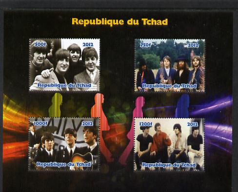 Chad 2012 The Beatles #2 perf sheetlet containing 4 values unmounted mint. Note this item is privately produced and is offered purely on its thematic appeal. , stamps on personalities, stamps on beatles, stamps on pops, stamps on rock, stamps on music