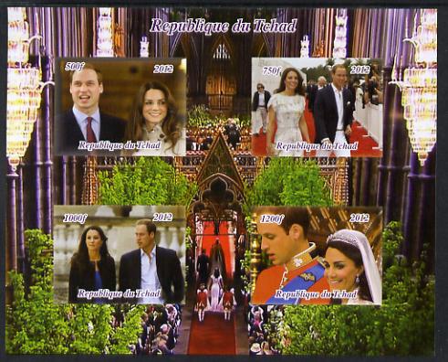 Chad 2012 Royal Wedding - William & Kate #1 imperf sheetlet containing 4 values unmounted mint. Note this item is privately produced and is offered purely on its thematic..., stamps on royal wedding, stamps on royalty, stamps on william, stamps on kate