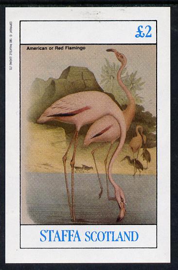 Staffa 1982 Birds #10 (American Flamingo) imperf deluxe sheet (Â£2 value) unmounted mint, stamps on birds