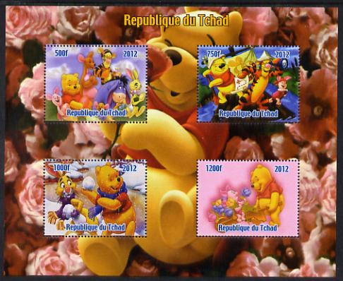 Chad 2012 Disney's Winnie the Pooh perf sheetlet containing 4 values unmounted mint. Note this item is privately produced and is offered purely on its thematic appeal. , stamps on , stamps on  stamps on disney, stamps on  stamps on films, stamps on  stamps on movies, stamps on  stamps on cinema, stamps on  stamps on cartoons, stamps on  stamps on fairy tales, stamps on  stamps on bears