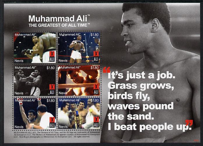 Nevis 2008 Muhammad Ali - The Greatest of All Time #1 perf sheetlet containing 6 x $1.80 values unmounted mint SG 2088-93, stamps on , stamps on  stamps on personalities, stamps on  stamps on  ali , stamps on  stamps on boxing, stamps on  stamps on sport