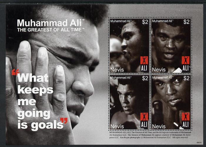 Nevis 2008 Muhammad Ali - The Greatest of All Time #2 perf sheetlet containing 4 x $2 values unmounted mint SG 2094-97, stamps on personalities, stamps on  ali , stamps on boxing, stamps on sport