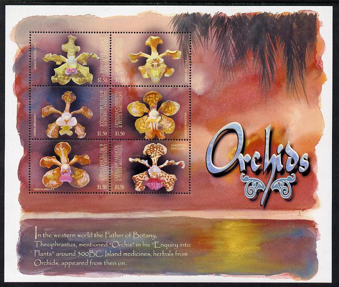 Grenada - Grenadines 2001 Orchids perf sheetlet containing 6 values unmounted mint SG 3422-27, stamps on orchids, stamps on flowers