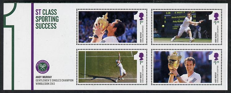 Great Britain 2013 Andy Murray - 1st Class Sporting Success perf m/sheet unmounted mint, stamps on sport, stamps on tennis