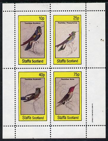 Staffa 1982 Hummingbirds #06 perf,set of 4 values (10p to 75p) unmounted mint, stamps on birds, stamps on , stamps on humming-birds, stamps on hummingbirds