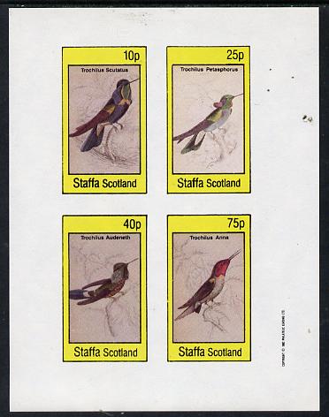Staffa 1982 Hummingbirds #06 imperf,set of 4 values (10p to 75p) unmounted mint, stamps on , stamps on  stamps on birds       humming-birds, stamps on  stamps on hummingbirds