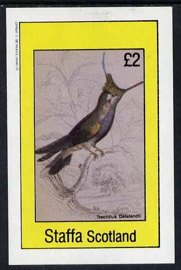 Staffa 1982 Hummingbirds #06 imperf deluxe sheet (Â£2 value) unmounted mint, stamps on birds, stamps on humming-birds, stamps on hummingbirds