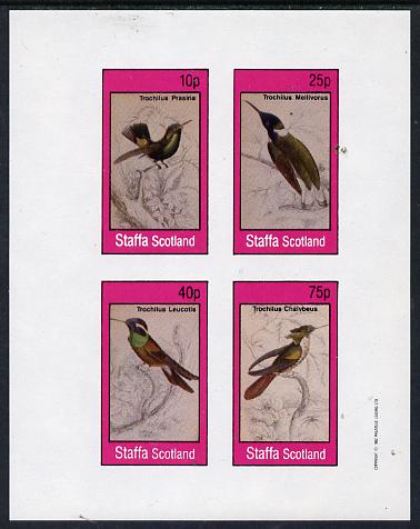 Staffa 1982 Hummingbirds #07 imperf,set of 4 values (10p to 75p) unmounted mint , stamps on birds, stamps on humming-birds, stamps on hummingbirds