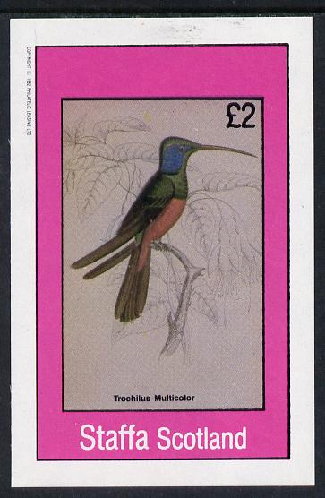Staffa 1982 Hummingbirds #07 imperf deluxe sheet (Â£2 value) unmounted mint, stamps on birds, stamps on humming-birds, stamps on hummingbirds