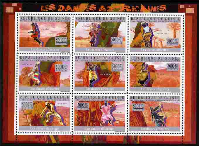 Guinea - Conakry 2010 Dances of Africa perf sheetlet containing 9 values unmounted mint, stamps on music, stamps on dance, stamps on dancing