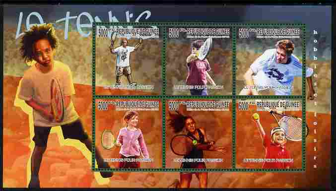 Guinea - Conakry 2010 Lawn Tennis perf sheetlet containing 6 values unmounted mint, stamps on sport, stamps on tennis