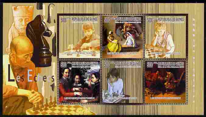 Guinea - Conakry 2010 The Passion of Chess perf sheetlet containing 6 values unmounted mint, stamps on chess