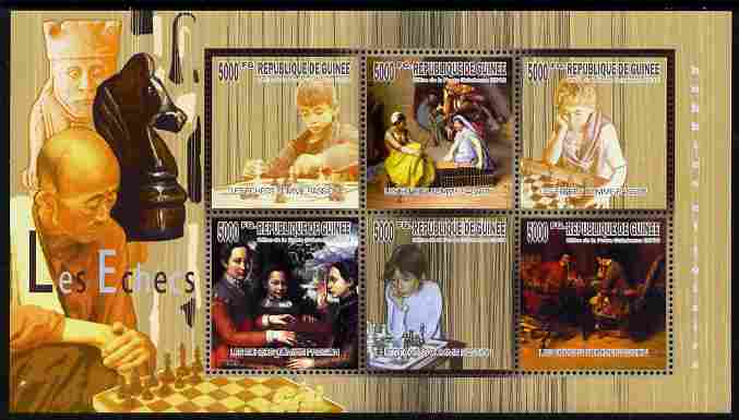 Guinea - Conakry 2010 The Passion of Chess perf sheetlet containing 6 values unmounted mint, stamps on , stamps on  stamps on chess