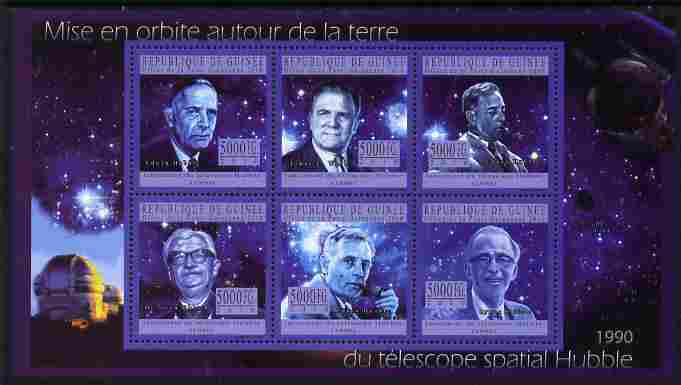 Guinea - Conakry 2010 Hubble Space Telescope perf sheetlet containing 6 values unmounted mint, stamps on space, stamps on telescopes, stamps on personalities, stamps on smoking
