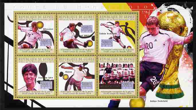 Guinea - Conakry 2010 Football World Cup - Germany perf sheetlet containing 6 values unmounted mint, stamps on football