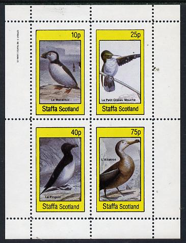Staffa 1982 Birds #15 (Puffin, Humming Bird, Albatros, etc) perf,set of 4 values (10p to 75p) unmounted mint, stamps on , stamps on  stamps on birds    humming-birds, stamps on  stamps on hummingbirds, stamps on  stamps on penguins