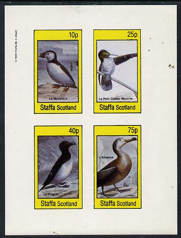 Staffa 1982 Birds #15 (Puffin, Humming Bird, Albatros, etc) imperf,set of 4 values (10p to 75p) unmounted mint, stamps on , stamps on  stamps on birds    humming-birds, stamps on  stamps on hummingbirds, stamps on  stamps on  penguins