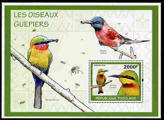 Togo 2010 Birds - Bee Eaters perf m/sheet unmounted mint, stamps on birds, stamps on bee eaters
