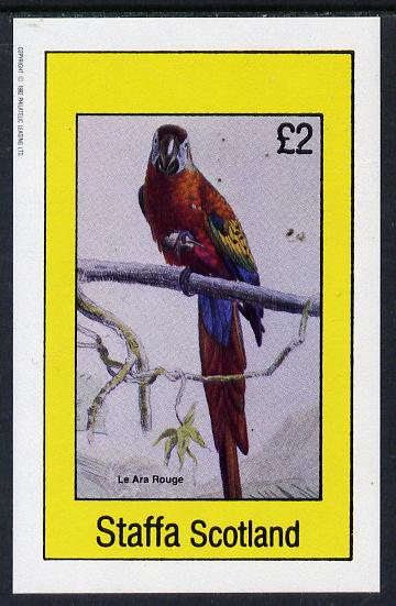 Staffa 1982 Birds #15 (Macaw) imperf deluxe sheet (Â£2 value) unmounted mint, stamps on , stamps on  stamps on birds   parrots