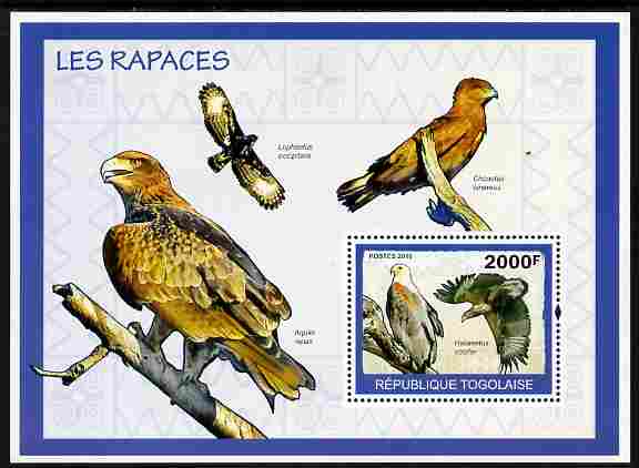 Togo 2010 Birds - Birds of Prey perf m/sheet unmounted mint, stamps on , stamps on  stamps on birds, stamps on  stamps on birds of prey