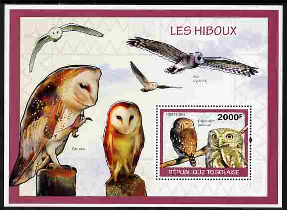 Togo 2010 Birds - Owls perf m/sheet unmounted mint, stamps on , stamps on  stamps on birds, stamps on  stamps on birds of prey, stamps on  stamps on owls