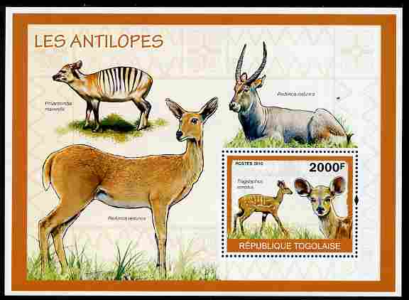 Togo 2010 Antelopes perf m/sheet unmounted mint, stamps on , stamps on  stamps on animals, stamps on  stamps on antelopes