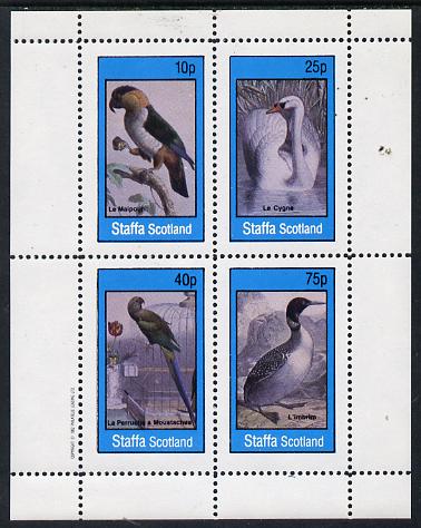 Staffa 1982 Birds #16 (Parrot, Swan, etc) perf  set of 4 values (10p to 75p) unmounted mint, stamps on , stamps on  stamps on birds    parrot
