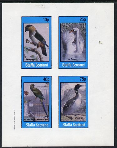 Staffa 1982 Birds #16 (Parrot, Swan, etc) imperf  set of 4 values (10p to 75p) unmounted mint, stamps on , stamps on  stamps on birds    parrots