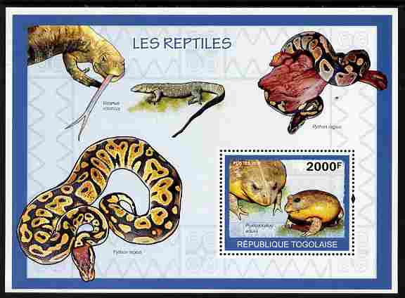 Togo 2010 Reptiles perf m/sheet unmounted mint , stamps on , stamps on  stamps on animals, stamps on  stamps on reptiles, stamps on  stamps on frogs, stamps on  stamps on snakes