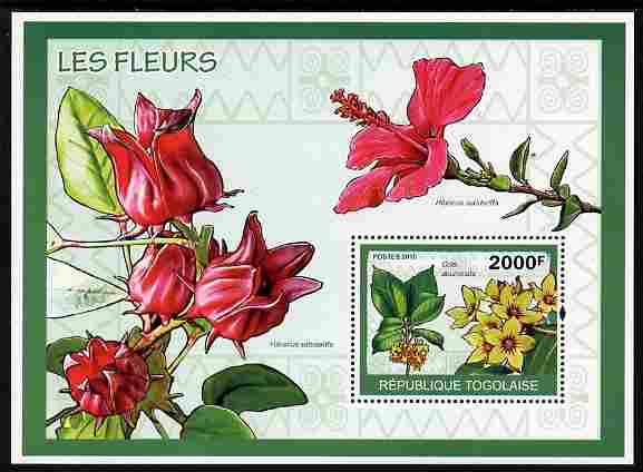 Togo 2010 Flowers perf m/sheet unmounted mint , stamps on flowers