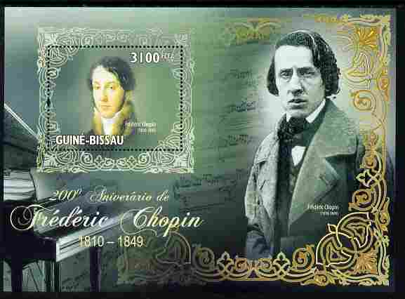 Guinea - Bissau 2010 200th Birth Anniversary of Frederic Chopin perf m/sheet unmounted mint , stamps on , stamps on  stamps on personalities, stamps on  stamps on chopin, stamps on  stamps on music, stamps on  stamps on composers, stamps on  stamps on 