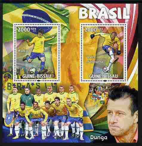 Guinea - Bissau 2010 Footbal World Cup - Brazil perf sheetlet containing 2 values unmounted mint , stamps on , stamps on  stamps on football