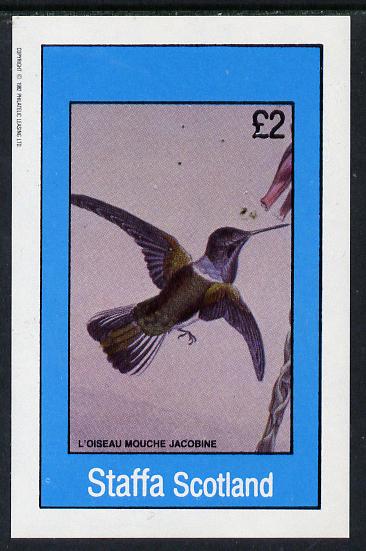 Staffa 1982 Hummingbirds #08 imperf deluxe sheet (£2 value) unmounted mint, stamps on birds, stamps on humming-birds, stamps on hummingbirds