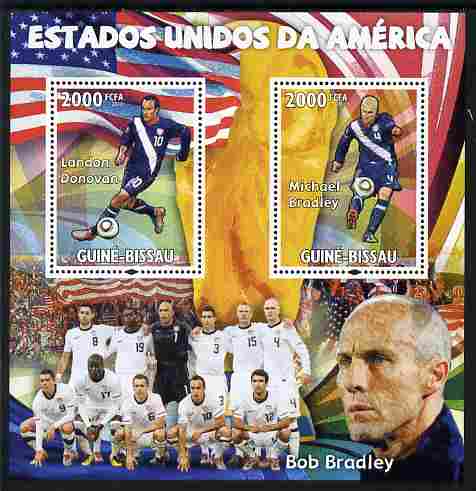 Guinea - Bissau 2010 Footbal World Cup - USA perf sheetlet containing 2 values unmounted mint , stamps on , stamps on  stamps on football