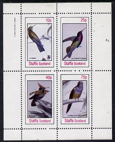 Staffa 1982 Birds #17 (Hummingbirds & Parrot) perf,set of 4 values (10p to 75p) unmounted mint, stamps on , stamps on  stamps on birds    humming-birds, stamps on  stamps on hummingbirds      parrots