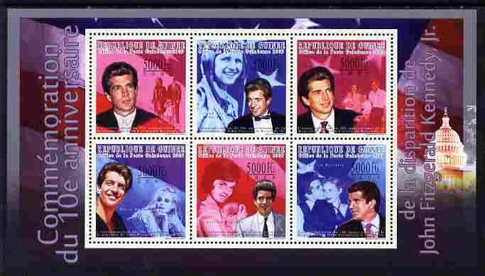 Guinea - Conakry 2009 Tenth Death Anniversary of John Fitzgeral Kennedy Jr perf sheetlet containing 6 values unmounted mint , stamps on personalities, stamps on kennedy, stamps on usa presidents, stamps on americana, stamps on aviation