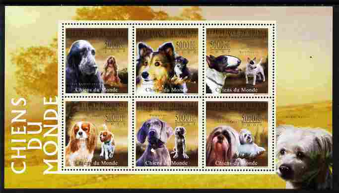 Guinea - Conakry 2009 Dogs of the World #1 perf sheetlet containing 6 values unmounted mint , stamps on dogs