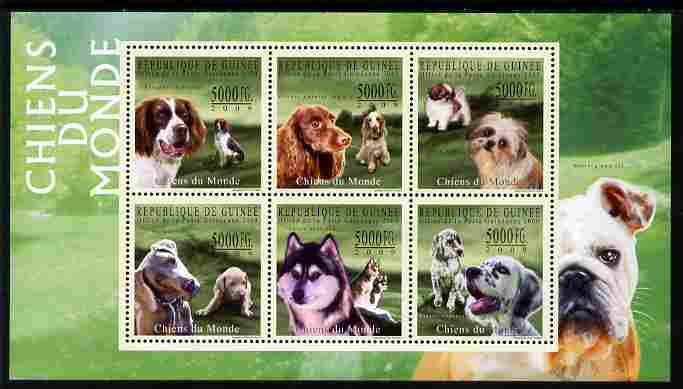 Guinea - Conakry 2009 Dogs of the World #2 perf sheetlet containing 6 values unmounted mint , stamps on , stamps on  stamps on dogs