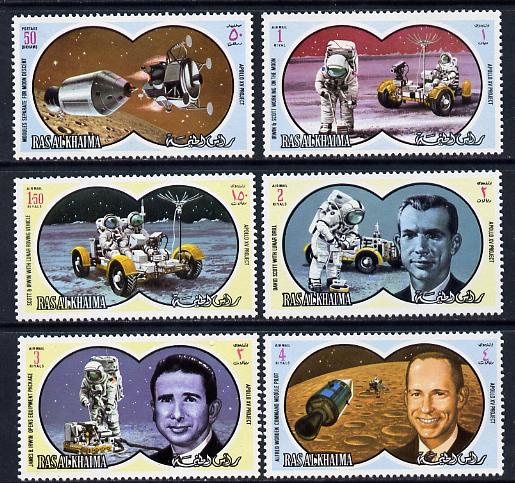 Ras Al Khaima 1971 Apollo 15 set of 6 unmounted mint (Mi 561-5A) , stamps on space