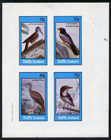 Staffa 1982 Birds #18 (Woodpecker, Kingfisher, etc) imperf  set of 4 values (10p to 75p) unmounted mint, stamps on , stamps on  stamps on birds   kingfisher    woodpecker