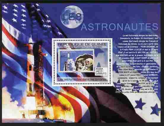 Guinea - Conakry 2009 Stamp on Stamp - Astronauts perf m/sheet unmounted mint, stamps on stamponstamp, stamps on stamp on stamp, stamps on astronauts, stamps on space