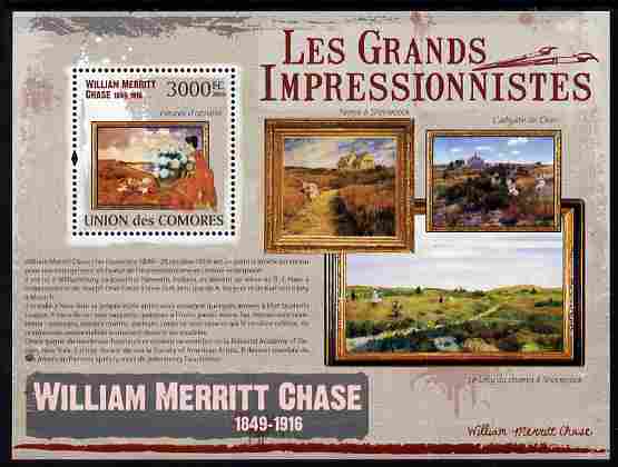 Comoro Islands 2009 Impressionists - William Merrit Chase perf m/sheet unmounted mint Michel BL 551, stamps on personalities, stamps on arts, stamps on impressionists, stamps on chase