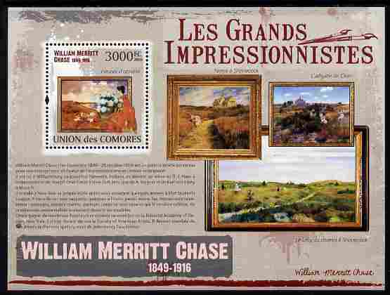 Comoro Islands 2009 Impressionists - William Merrit Chase perf m/sheet unmounted mint Michel BL 551, stamps on , stamps on  stamps on personalities, stamps on  stamps on arts, stamps on  stamps on impressionists, stamps on  stamps on chase