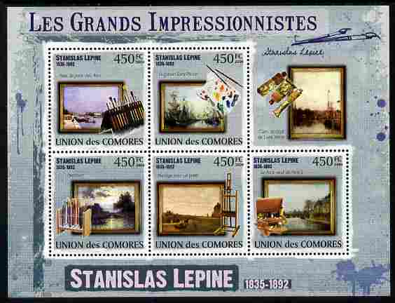 Comoro Islands 2009 Impressionists - Stanislas Lepine perf sheetlet containing 5 values unmounted mint Michel 2550-54