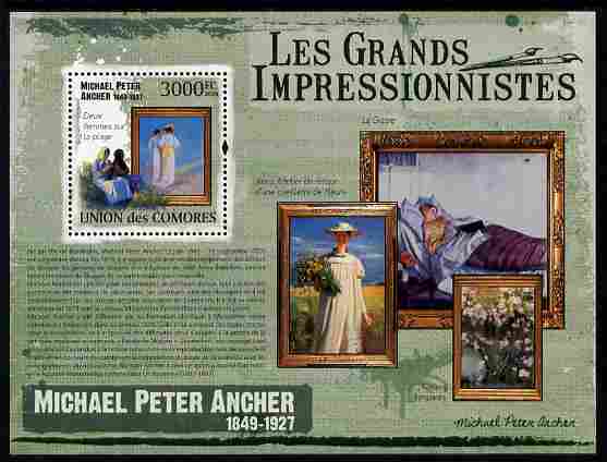 Comoro Islands 2009 Impressionists - Michael Peter Ancher perf m/sheet unmounted mint Michel BL 535, stamps on , stamps on  stamps on personalities, stamps on  stamps on arts, stamps on  stamps on impressionists, stamps on  stamps on ancher