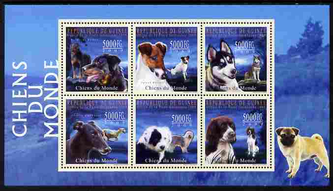 Guinea - Conakry 2009 Dogs of the World #3 perf sheetlet containing 6 values unmounted mint Michel 7198-7203, stamps on , stamps on  stamps on dogs