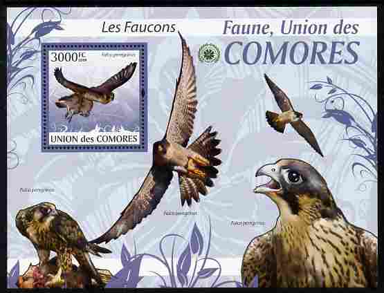 Comoro Islands 2009 Hawks perf m/sheet unmounted mint Michel BL 525, stamps on birds, stamps on birds of prey, stamps on hawks